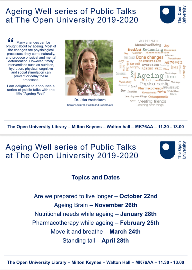 Ageing Well OU public talks flyer 2019/20