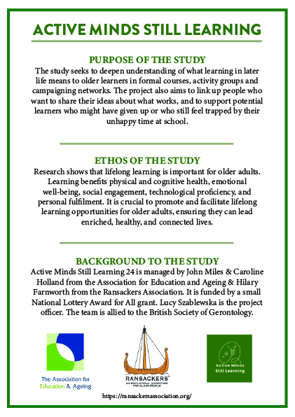 Active Minds Still Learning leaflet 2